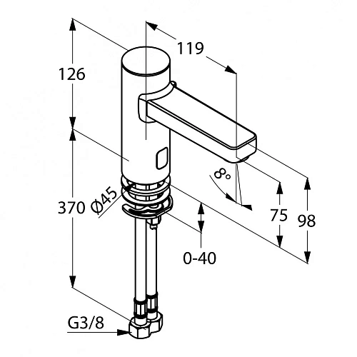 Смеситель для раковины Kludi Zenta E 3810005 сенсорный Смеситель для раковины Kludi Zenta E 3810005 сенсорный