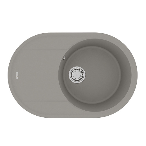 Кухонная мойка Lemark LACHA 760 врезная овальная из кварцгранита, с крылом, грей 9910057 Кухонная мойка Lemark LACHA 760 врезная овальная из кварцгранита, с крылом, грей 9910057