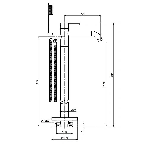 Смеситель для ванны AQUAme Siena AQM6218BN никель шлифованный Смеситель для ванны AQUAme Siena AQM6218BN никель шлифованный
