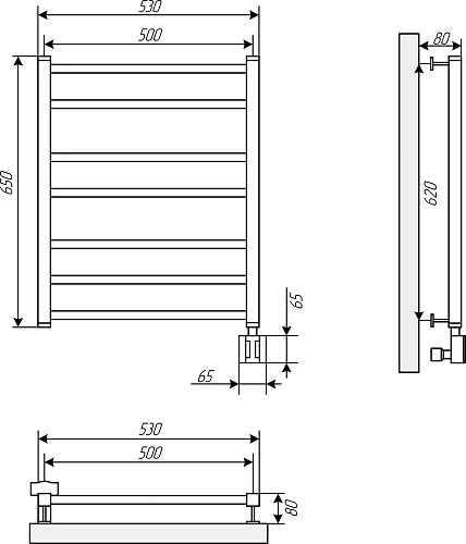 Полотенцесушитель электрический EWRIKA Кассандра Pg 60x50 R, черный матовый 510542 Полотенцесушитель электрический EWRIKA Кассандра Pg 60x50 R, черный матовый 510542