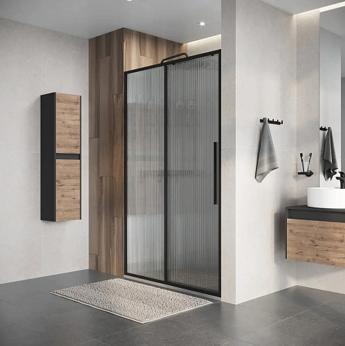 Душевая дверь Niagara Nova NG-84-L11FHB (110х195) черный матовый, раздвижная влево, стекло рифленое Душевая дверь Niagara Nova NG-84-L11FHB (110х195) черный матовый, раздвижная влево, стекло рифленое