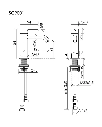 Смеситель для раковины Sancos Etna SC9001BG брашированное золото, PVD покрытие Смеситель для раковины Sancos Etna SC9001BG брашированное золото, PVD покрытие