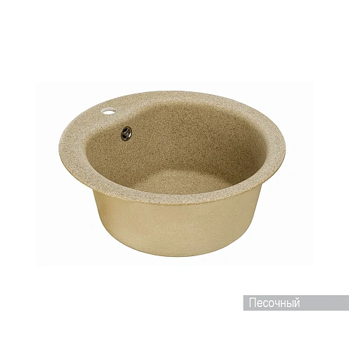 Кухонная мойка Aquaton Мида 1A712732MD220 из литого мрамора, круглая, песочная Кухонная мойка Aquaton Мида 1A712732MD220 из литого мрамора, круглая, песочная