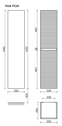 Шкаф-пенал SANCOS Folk PFL35CP 350х350х1650 мм капучино, подвесной Шкаф-пенал SANCOS Folk PFL35CP 350х350х1650 мм капучино, подвесной