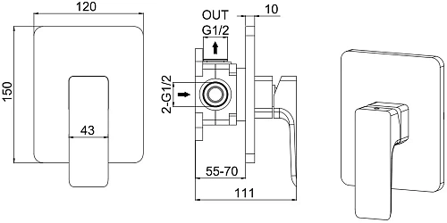 Смеситель для душа Allen Brau Infinity X1 5.21015-31 с внутренней частью Смеситель для душа Allen Brau Infinity X1 5.21015-31 с внутренней частью
