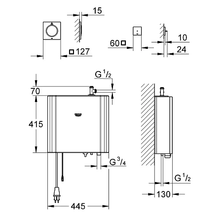Генератор пара GROHE F-digital deluxe 2,2 кВт для малой паро-душевой кабины (36362000) Генератор пара GROHE F-digital deluxe 2,2 кВт для малой паро-душевой кабины (36362000)