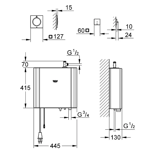 Генератор пара GROHE F-digital deluxe 2,2 кВт для малой паро-душевой кабины (36362000) Генератор пара GROHE F-digital deluxe 2,2 кВт для малой паро-душевой кабины (36362000)