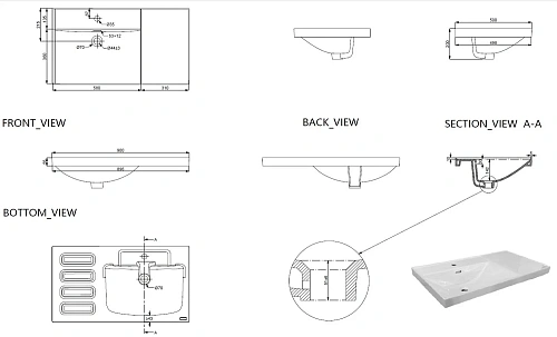 Раковина Aquanet Side 90 00347438 левая Раковина Aquanet Side 90 00347438 левая