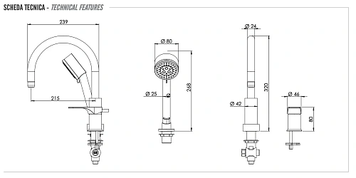 Смеситель для ванны Remer Class Line L07 Смеситель для ванны Remer Class Line L07