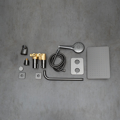 Душевая система Lemark Bronx LM3749GM термостатическая, встраиваемая, графит Душевая система Lemark Bronx LM3749GM термостатическая, встраиваемая, графит