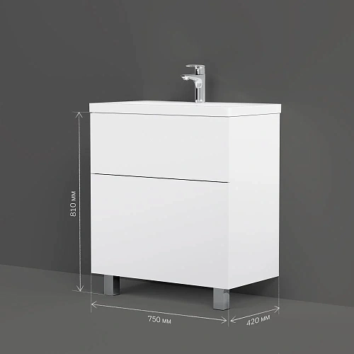 Тумба под раковину AM.PM Gem M90FSX07522WG32 напольная, 75 см push-to-open, белый Тумба под раковину AM.PM Gem M90FSX07522WG32 напольная, 75 см push-to-open, белый