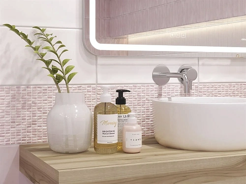 Плитка керамическая Cersanit Pudra мозаика розовый рельеф 20x44 PDG073 Плитка керамическая Cersanit Pudra мозаика розовый рельеф 20x44 PDG073