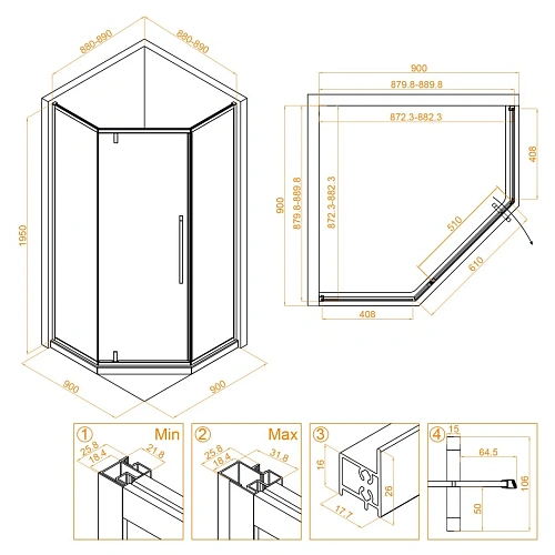 Душевой уголок RGW SV-81B 900x900 мм 32328199-14 черный Easy Clean Душевой уголок RGW SV-81B 900x900 мм 32328199-14 черный Easy Clean