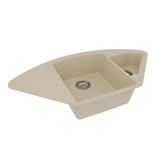 Кухонная мойка Lemark IRKANA 980 врезная угловая из кварцгранита, с крылом, бежевый 9910044 Кухонная мойка Lemark IRKANA 980 врезная угловая из кварцгранита, с крылом, бежевый 9910044