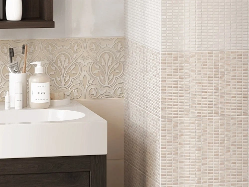 Вставка Cersanit Pudra узор бежевый 20x44 PD2G011 Вставка Cersanit Pudra узор бежевый 20x44 PD2G011