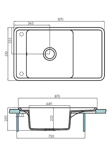 Кухонная мойка Aquaton Беллис 87 1A724832BS260 из литого мрамора, латте Кухонная мойка Aquaton Беллис 87 1A724832BS260 из литого мрамора, латте