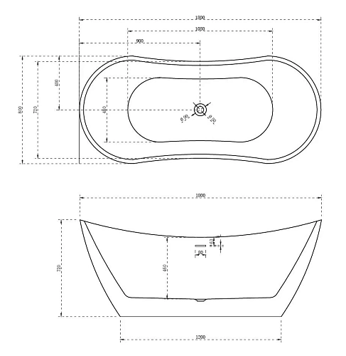 Ванна отдельностоящая ABBER AB9322 180x80 универсальная, белая акриловая Ванна отдельностоящая ABBER AB9322 180x80 универсальная, белая акриловая