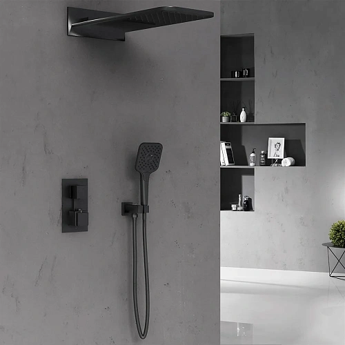 Душевая система Vincea VSFW-103TMB термостатический встраиваемая, черный Душевая система Vincea VSFW-103TMB термостатический встраиваемая, черный