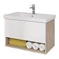 Тумба под раковину DREJA PERFECTO, 90 см, подвесная, 1 ящик, дуб эврика/белый глянец 99.0813 Тумба под раковину DREJA PERFECTO, 90 см, подвесная, 1 ящик, дуб эврика/белый глянец 99.0813