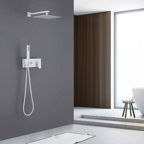 Душевая система ABBER Daheim AF8218W скрытого монтажа без излива, белая матовая Душевая система ABBER Daheim AF8218W скрытого монтажа без излива, белая матовая