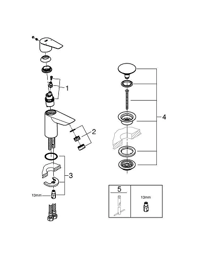 Смеситель для раковины GROHE Start Edge, размер S, хром (23898001) Смеситель для раковины GROHE Start Edge, размер S, хром (23898001)