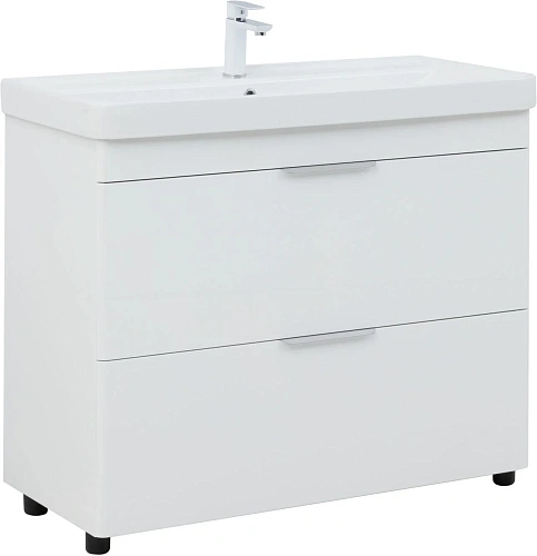 Тумба под раковину Aquanet Ирис New 100 напольная, белый глянец 00339257 напольная Тумба под раковину Aquanet Ирис New 100 напольная, белый глянец 00339257 напольная