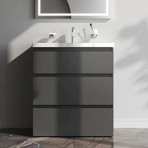 Тумба под раковину AM.PM Gem S M91FSX0752GM S, напольная, 75 см, графит матовый Тумба под раковину AM.PM Gem S M91FSX0752GM S, напольная, 75 см, графит матовый