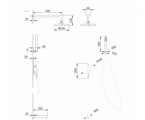 Душевая система ABBER Emotion AF8817NG скрытого монтажа с изливом, никель Душевая система ABBER Emotion AF8817NG скрытого монтажа с изливом, никель