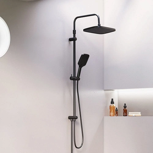 Душевая система Damixa Gala 953000300 верхний душ 300x210 мм, штанга 1050-1450, черный Душевая система Damixa Gala 953000300 верхний душ 300x210 мм, штанга 1050-1450, черный