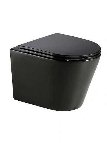 Унитаз подвесной AQUAme AQM2001MB с сиденьем SoftClose, Rimless, скрытый крепеж. 515x355x365, черный Унитаз подвесной AQUAme AQM2001MB с сиденьем SoftClose, Rimless, скрытый крепеж. 515x355x365, черный