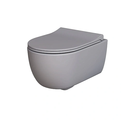 Унитаз подвесной Abner 103T20301R (545x360x330) матовый серый безободковый с тонкой крышкой 103T20301R-102T20301S Унитаз подвесной Abner 103T20301R (545x360x330) матовый серый безободковый с тонкой крышкой 103T20301R-102T20301S