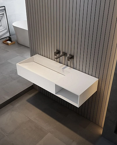 Тумба с раковиной ABBER Stein AS2640-1.2 R подвесная, белая матовая Тумба с раковиной ABBER Stein AS2640-1.2 R подвесная, белая матовая