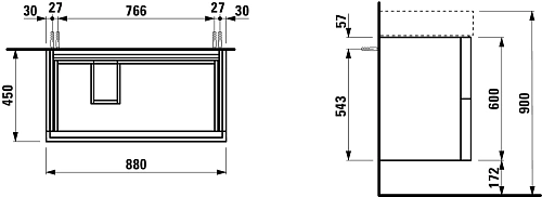 Тумба под раковину Laufen Kartell by Laufen 2 ящика, полка справа белый матовый 4.0761.8.033.640.1 Тумба под раковину Laufen Kartell by Laufen 2 ящика, полка справа белый матовый 4.0761.8.033.640.1