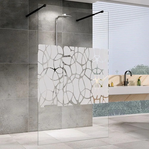 Душевая перегородка ABBER Immer Offen AG68100BF8 100 см универсальная, профиль черный, стекло прозрачное с рисунком Душевая перегородка ABBER Immer Offen AG68100BF8 100 см универсальная, профиль черный, стекло прозрачное с рисунком