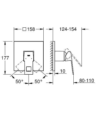 Смеситель для душа GROHE Eurocube однорычажный, суперсталь (24061DC0) Смеситель для душа GROHE Eurocube однорычажный, суперсталь (24061DC0)