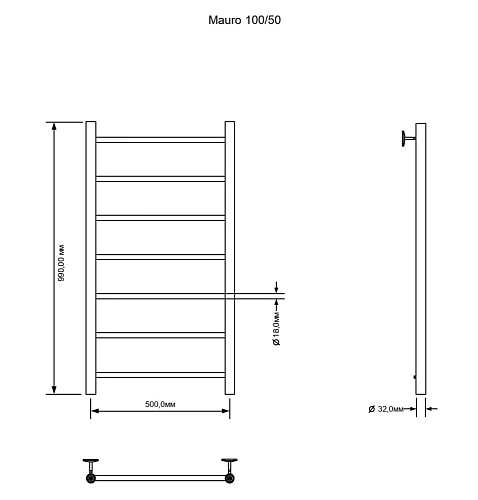 Полотенцесушитель электрический Aquanet Mauro 100х50 Тэн справа 00282004 Полотенцесушитель электрический Aquanet Mauro 100х50 Тэн справа 00282004