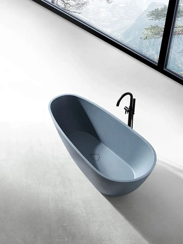 Ванна отдельностоящая ABBER AM9911G 170x75 универсальная, серый матовая, искусственный камень Ванна отдельностоящая ABBER AM9911G 170x75 универсальная, серый матовая, искусственный камень