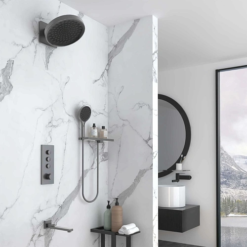 Душевая система Vincea Inspire VSFW-433TI3RGM встраиваемый, термостат, вороненая сталь Душевая система Vincea Inspire VSFW-433TI3RGM встраиваемый, термостат, вороненая сталь