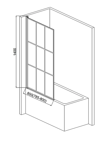Шторка на ванну AQUAme AQM2858-L 800x1400мм стекло 6мм, цвет профиля матовый черный Шторка на ванну AQUAme AQM2858-L 800x1400мм стекло 6мм, цвет профиля матовый черный