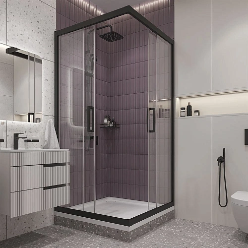 Душевой уголок STWORKI Дублин 100x100 см профиль черный матовый 464900 Душевой уголок STWORKI Дублин 100x100 см профиль черный матовый 464900