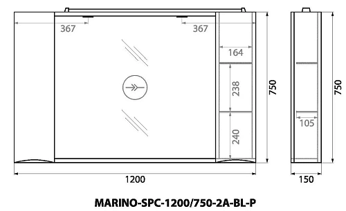 Шкаф-пенал BelBagno MARINO-SPC-1200/750-2A-BL-P подвесной 1200x150 Bianco Lucido Шкаф-пенал BelBagno MARINO-SPC-1200/750-2A-BL-P подвесной 1200x150 Bianco Lucido
