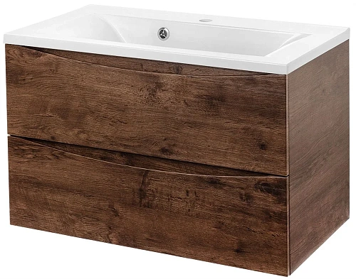 Тумба под раковину Vincea Mia 800 подвесная, 2 выкатных ящика soft close, R.Wood VMC-2MA800RW Тумба под раковину Vincea Mia 800 подвесная, 2 выкатных ящика soft close, R.Wood VMC-2MA800RW