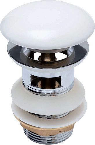 Донный клапан Aquanet белый, с переливом 00333927 Донный клапан Aquanet белый, с переливом 00333927