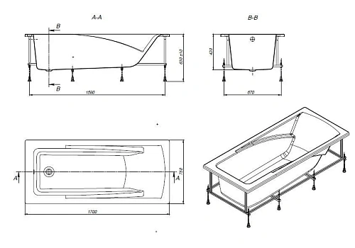 Акриловая ванна Roca Hall 170х75 прямоугольная белая ZRU9302768 Акриловая ванна Roca Hall 170х75 прямоугольная белая ZRU9302768