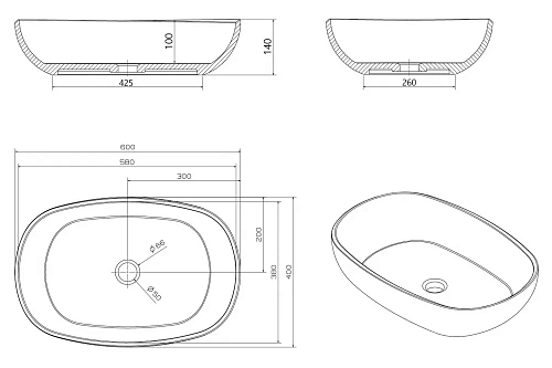 Раковина ABBER Kristall AT2805Saphir накладная, прозрачная, синяя Раковина ABBER Kristall AT2805Saphir накладная, прозрачная, синяя