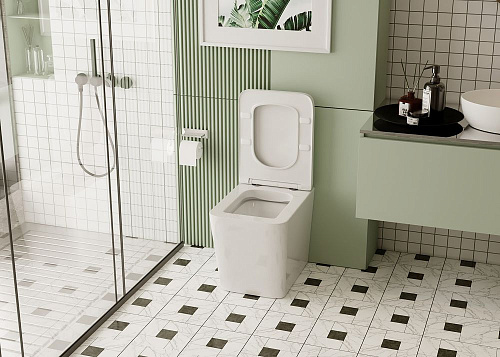 Унитаз приставной ABBER Rechteck AC1211 белый, безободковый с крышкой микролифт Унитаз приставной ABBER Rechteck AC1211 белый, безободковый с крышкой микролифт