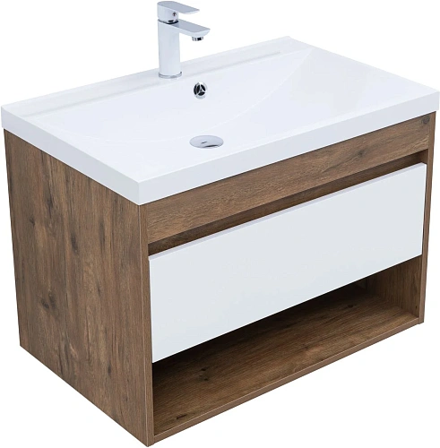 Тумба под раковину Aquanet Тренд 75 00345118 дуб рустикальный/белый сатин Тумба под раковину Aquanet Тренд 75 00345118 дуб рустикальный/белый сатин