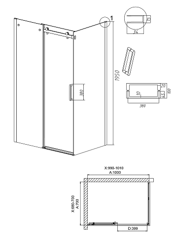Душевой уголок GROSSMAN Classic 100.K33.04.100.21.00-200.K33.04.70.21.00 (100х70х195) раздвижная,черный матовый,стекло прозрачное Душевой уголок GROSSMAN Classic 100.K33.04.100.21.00-200.K33.04.70.21.00 (100х70х195) раздвижная,черный матовый,стекло прозрачное