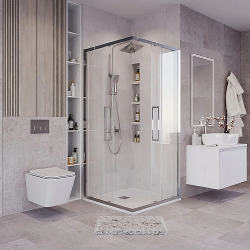 Душевой уголок GROSSMAN Cosmo 300.K33.02.9090.10.00 (90x90x195) квадрат,раздвижная,хром,стекло прозрачное Душевой уголок GROSSMAN Cosmo 300.K33.02.9090.10.00 (90x90x195) квадрат,раздвижная,хром,стекло прозрачное