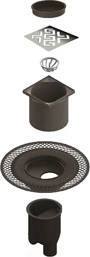 Душевой трап BERGES PLATZ Antik 100х100, хром глянец, S-сифон D50/105 H50 вертикальный 091060 Душевой трап BERGES PLATZ Antik 100х100, хром глянец, S-сифон D50/105 H50 вертикальный 091060